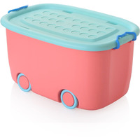 PARASNATH Rolling Storage Container Box (PinkBlue Colour)- 25 Litre Super Large With Wheels Size (50X33X26 cm) Launch Offer Actual Price 1499, Polypropylene, Plastic, Rectangular