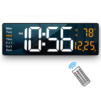 Digital Wall Clock Large Display, 16.2 Inch Large Wall Clocks, Modern LED Digital Clock with Remote Control for Living Room Decor, Automatic Brightness Dimmer Big Clock with Date Week Temperature