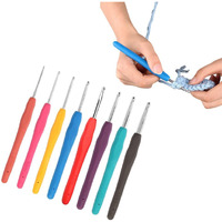 Fapiwen Crochet Hooks Kit, 8 Pieces Set Woolen Crochet Needle, Knitting & Crochet Supplies for Beginners, DIY Knitting Kit for Knitting Sweaters, Scarves and Hats