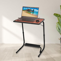 TABLE MAGIC - Laptop Table mat Finish, Lapdesk, Multipurpose Table, Table with footrest, Height Adjustable Table, Work at Home Table, Study Table (TM Footrest- Black Alder, Large)