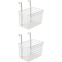 Styleys Multifunctional Storage Basket Kitchen Storage Rack Over The Cabinet Door Wire Storage Basket, S11102 (White, 2)
