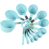 INOVERA (LABEL) Plastic 12 Piece Measuring Cups and Spoons for Kitchen Cake Baking and Cooking Teaspoon Tablespoon Spoon Accessories Tools Set (Sky Blue - Pack of 2)