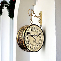 Vintage Clock Handcrafted Double Side Clock / 10 Inch/Brass Finish/Vc-65090 - Analog