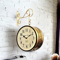 Vintage Clock Handcrafted Double Side Clock / 8 Inch/Brass Finish/Vc-65090 - Analog
