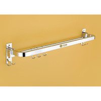 iSTAR Stainless Steel 304 Grade Foldable Towel Hanger for Bathroom/Towel Rod/Bar/Bathroom Accessories(24inch-Chrome) - Pack of 1 (Round)