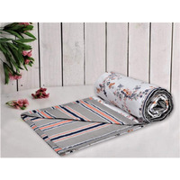 Trance Home Linen Pure Cotton Reversible Dohar Double Bed Size | AC Blanket Comforter | Soft Light-Weight Bed Blanket (84 x 88 inch, Grey Peach, Pack of 1)