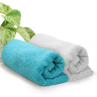 HEELIUM Bamboo Hand Towel | Ultra Absorbent & Anti-bacterial | 3X Softer than Cotton Towels | 65 X 40 cm - 600 GSM | Pack of 2 - Light Grey, Teal