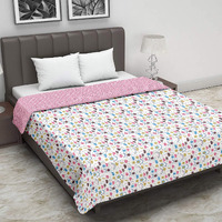 Trance Home Linen Pure Cotton Reversible Dohar Double Bed Size | AC Blanket Comforter | Soft Light-Weight Bed Blanket (84 x 88 inch,Pack of 1, Summer Dreams Pink)