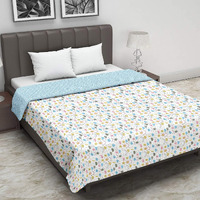 Trance Home Linen Pure Cotton Reversible Dohar Double Bed Size | AC Blanket Comforter | Soft Light-Weight Bed Blanket (84 x 88 inch, Summer Dreams Blue, Pack of 1)
