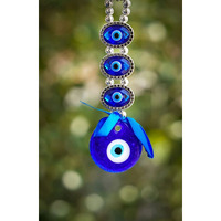 DT DECTONE Plastic Turkish Evil Eye Nazar Battu Hanging For Home And Car Protection And Prosperity 3 (Eyes), Multicolour, Pack Of 1