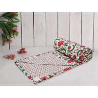 Trance Home Linen Pure Cotton Reversible Dohar Single Bed Size | AC Blanket | Soft Light-Weight Bed Blanket (56 x 88 inch, Firdausi Red, Pack of 1)