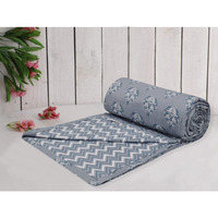 Trance Home Linen Pure Cotton Reversible Dohar Single Bed Size | AC Blanket Comforter | Soft Light-Weight Bed Blanket (56 x 88 inch, Aurora Grey, Pack of 1)