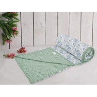 Trance Home Linen Pure Cotton Reversible Dohar Single Bed Size | AC Blanket Comforter | Soft Light-Weight Bed Blanket (56 x 88 inch, Spring Green, Pack of 1)