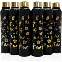 KWER Plastic 1-Litre Water Bottle For Office And Home Use-Stay Hydrated All Day With This Versatile Water Bottle For Home And Stylish Bottles 1 Litre (Pack Of 6, Black)