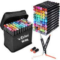 Lichee Dual Tip Art Markers 60 Colors with Carrying Case, Alcohol Art Markers Sketch Pens with Dual Tips Fine and Broad Chisel, Art Supplies for Coloring, Sketching, and Drawing (60)