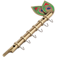 DOCOSS - Brass BIG Antique Flute 6 pin for Keys Hanger Hook,Wall Key Holder, Key Stand, Keys Rack Hook, Key Hanging Hooks