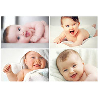 PRINTNET New Born Baby Girl and Baby Boy Cute Poster for Wall Pregnant Women in Room Bedroom with Gloss Finish (Multicolour, Big Size, 12 x 18 Inch) - Set of 4 Photo
