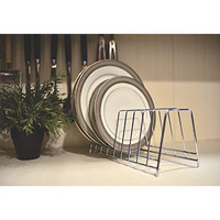 LIFE TIME Multipurpose Chrome Plated Stainless Steel Dish thali Plate Rack Holder Stand for Kitchen Utensil Rack, Pot lid Holder (6 Sections Thali Rack)