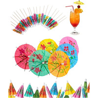 DNY 100 Pcs Cocktail Drink Umbrella Picks Toothpicks - Colorful Paper Hawaiian Toothpicks Cocktail Umbrellas for Drinks Tiki Party Decorations