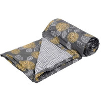 Trance Home Linen Pure Cotton Reversible Dohar Toddler Size | Cotton AC Quilt for Babies | Infants - New Born | Soft Light-Weight Bed Blanket 0-4 Years kids (140cm x 100cm, Grey Yellow Abstract)