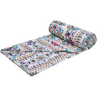 Trance Home Linen Pure Cotton Reversible Dohar Toddler Size | Cotton AC Quilt for Babies | Infants - New Born blanket | Soft Light-Weight Bed Blanket 0-4 Years kids (140cm x 100cm, Aztec Sea Blue)