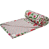 Trance Home Linen Pure Cotton Reversible Dohar Toddler Size | Cotton AC Quilt for Babies | Infants - New Born blanket | Soft Light-Weight Bed Blanket 0-4 Years kids (140cm x 100cm, Firdaus Red)