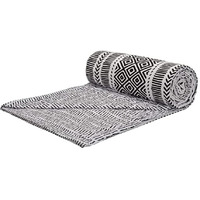 Trance Home Linen Pure Cotton Reversible Dohar Toddler Size | Cotton AC Quilt for Babies | Infants - New Born blanket | Soft Light-Weight Bed Blanket 0-4 Years kids (140cm x 100cm, Aztec Black)