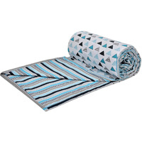 Trance Home Linen Pure Cotton Reversible Dohar Toddler Size | Cotton AC Quilt for Babies | Infants - New Born | Soft Light-Weight Bed Blanket 0-4 Years kids (140cm x 100cm, Blue Black Triangles)