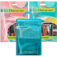 Humicure Moisture Absorber Dehumidifier Hanging Bags with 1 Litre Absorption Capacity for Wardrobe, Bathroom, Kitchen and Bedroom; Prevents Mould & Fungus (Pack of 2, Rose & Ocean)