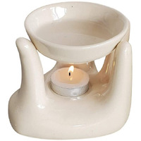 Pure Source India Oil Burner for Home, Office, with 1 Tea Light Candle, Made by Porcelain (Off White)
