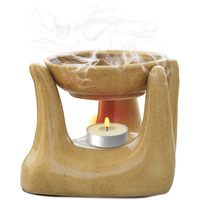 Pure Source India Oil Burner for Home, Office, with 1 Tea Light Candle, Made by Porcelain (Dotted Brown)