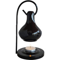 Pure Source India Ceramic Aroma Oil Diffuser Hanging Burner for Home Fragrance Decoration and Gifting, 4 x 8 Inch (Hanging - Black)