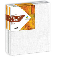 Homestrap Primed Cotton Pre Stretched Canvas with Wooden Frame (White, 10 x 10 Inch (Pack of 2))