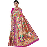 Crisko Fashion Womens Woven Silk Blend Saree With Blouse Piece (CF-T-52-PINK_Pink)