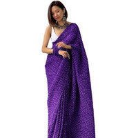 Shiv Textiles Womens Plain Pure Georgette Saree (Crush-Purple