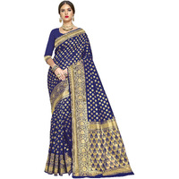 Glory Sarees Womens Jacquard Art Silk Kanchipuram Saree (kara115navyblue_Navy Blue)