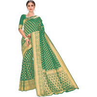 Glory Sarees Womens Kanchipuram Style Art Silk Saree With Blouse Piece (kara115_DarkGreen)