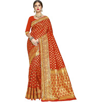 Glory Sarees Womens Kanchipuram Art Silk Saree With Blouse Piece (kara115orange_Orange)