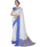 Yashika Womens Trendy Cotton Silk Saree with Blouse Material|| Pongal Special South Indian kerala Saree With Blouse Piece||(AZ-YS-OG-PONGAL ONAM-P) (Blue)