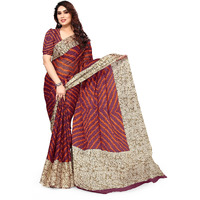 MIRCHI FASHION Womens Plain Weave Chiffon Laheriya Printed Saree with Blouse Piece (38663-Wine, Orange)