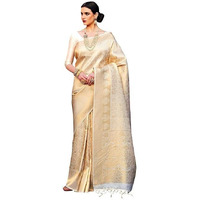 Jaanvi fashion Womens Banarsi Silk With Zari Jacquard Work Saree With Blouse Piece (sunbhi-gold)
