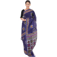 TAMAIRA FASHION Womens Plain Cotton Saree (AB12_Dark Blue)