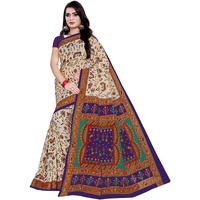 TAMAIRA FASHION Womens Plain Weave Pure Cotton Saree Without Blouse Piece(1560_Beige&Purple)