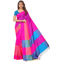 DHRUVI TRENDZ Womens Banarasi Cotton & Silk Saree (Dt-S1224_Pink_One Size_Pink)