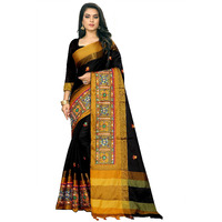 SERONA FABRICS Womens Banarasi Cotton Silk Embroidered Work Saree With Blouse Piece