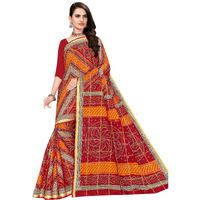 TAMAIRA FASHION Womens Pure Cotton Bandhani Saree Without Blouse Piece(2439_Red)