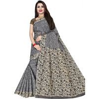 TAMAIRA FASHION Womens Plain Weave Pure Cotton Saree Without Blouse Piece (AB16_Grey)