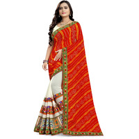 arriva fab Womens Embroiderded Pure Georgette Saree With Blouse Piece (Riva933__Dark Red)