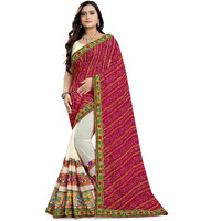 arriva fab Womens Embroiderded Pure Georgette Saree With Blouse Piece (Riva934__Pink)