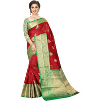Silk Zone Womens Heavy Banarasi Art Silk Saree With Unstitched Blouse Piece(Red)